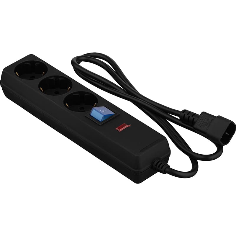 Удлинитель 2E 3 розетки 3м 10А 1мм Black (2E-U03C14M1BK)