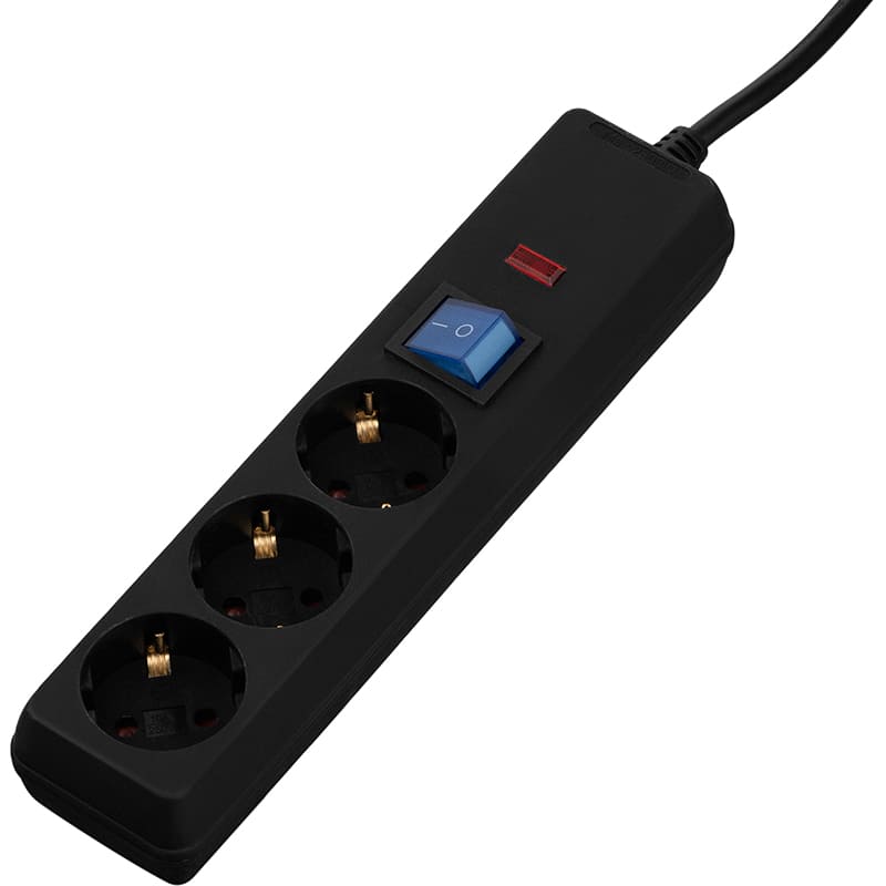 Удлинитель 2E 3 розетки 3м 10А 1мм Black (2E-U03C14M1BK) Тип розеток евророзетка с заземлением (Тип F)