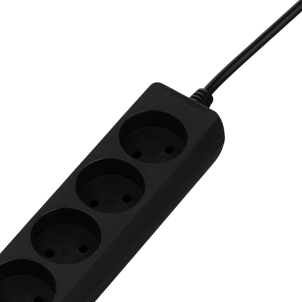 Внешний вид Удлинитель 2E 5 розеток 3м 10A 3×1мм2 Black (2E-U05M3BK)