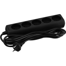 Удлинитель 2E 5 розеток 3м 10A 3×1мм2 Black (2E-U05M3BK)