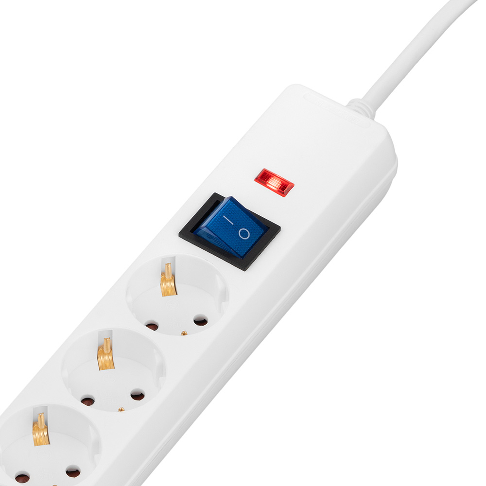 Сетевой фильтр 2E 5 розеток 3м 16А 3x1.5мм2 White (2E-SP515OSM3WH) Максимальная сила тока 16
