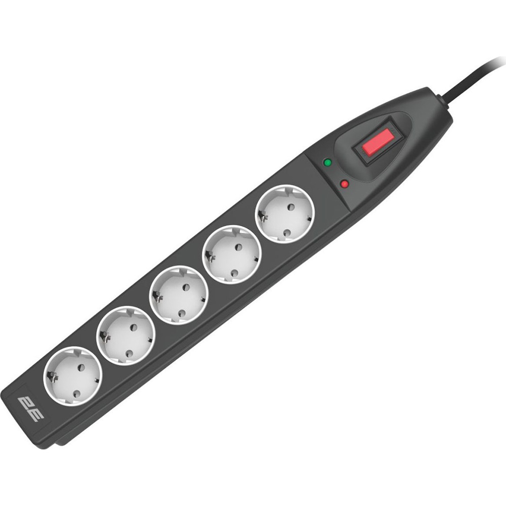 Сетевой фильтр 2E 5 розеток 5м 16А 3x1.5мм2 Black (2E-SP515M5BK)