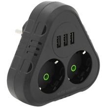 Розгалужувач VOLTRONIC 2 розетки 10A (F202-Black)