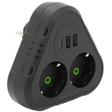 Розгалужувач VOLTRONIC 2 розетки 10А (F203-Black)