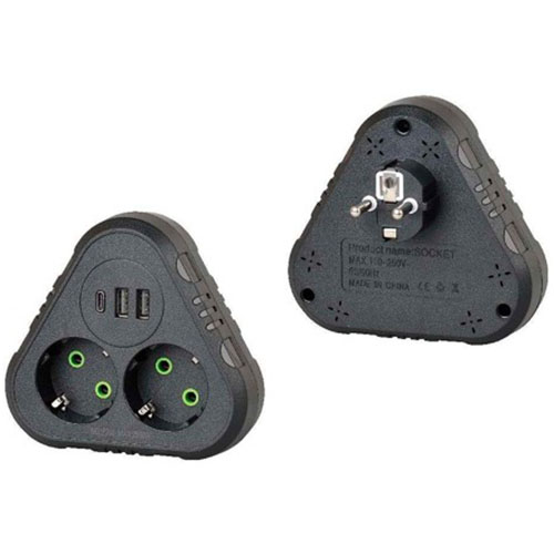 Розгалужувач VOLTRONIC 2 розетки 10А (F203-Black) Тип розеток євророзетка із заземленням (Тип F)