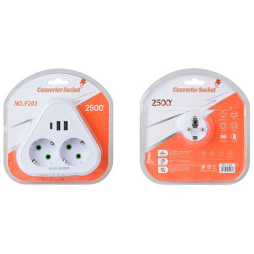 Розгалужувач VOLTRONIC 2 розетки 10А (F203-White) Тип вилки євровилка із заземленням (Тип F)