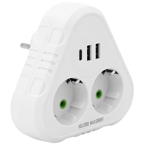 Розгалужувач VOLTRONIC 2 розетки 10А (F203-White)