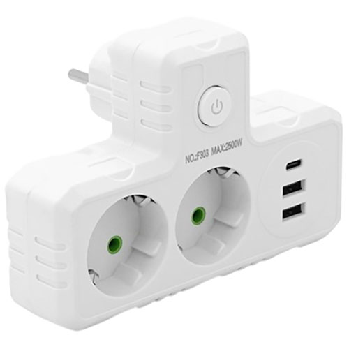 Разветвитель VOLTRONIC 2 розетки 10A (F303-White)