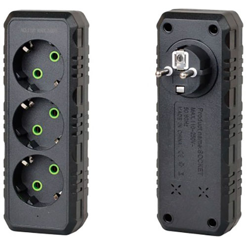 Розгалужувач VOLTRONIC 3 розетки 10A (F101-Black)