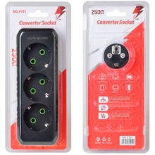 Розгалужувач VOLTRONIC 3 розетки 10A (F101-Black)