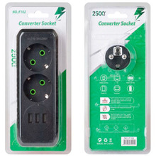 Разветвитель VOLTRONIC 2 розетки 10A (F102-Black)