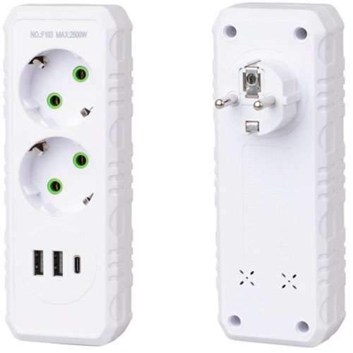 Розгалужувач VOLTRONIC 2 розетки 10A (F103-White) Тип розгалужувач