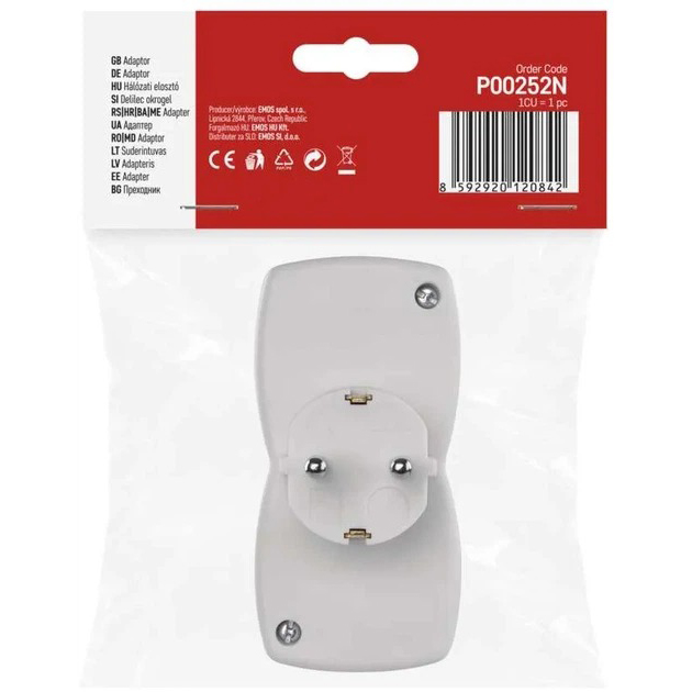 Внешний вид Разветвитель EMOS P00252N 2 розетки 16А White (P00252N)