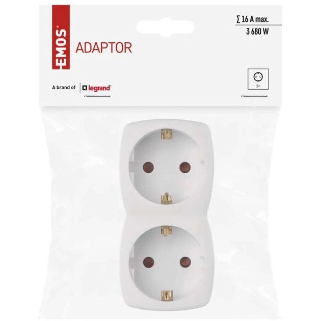 Разветвитель EMOS P00252N 2 розетки 16А White (P00252N) Максимальная сила тока 16
