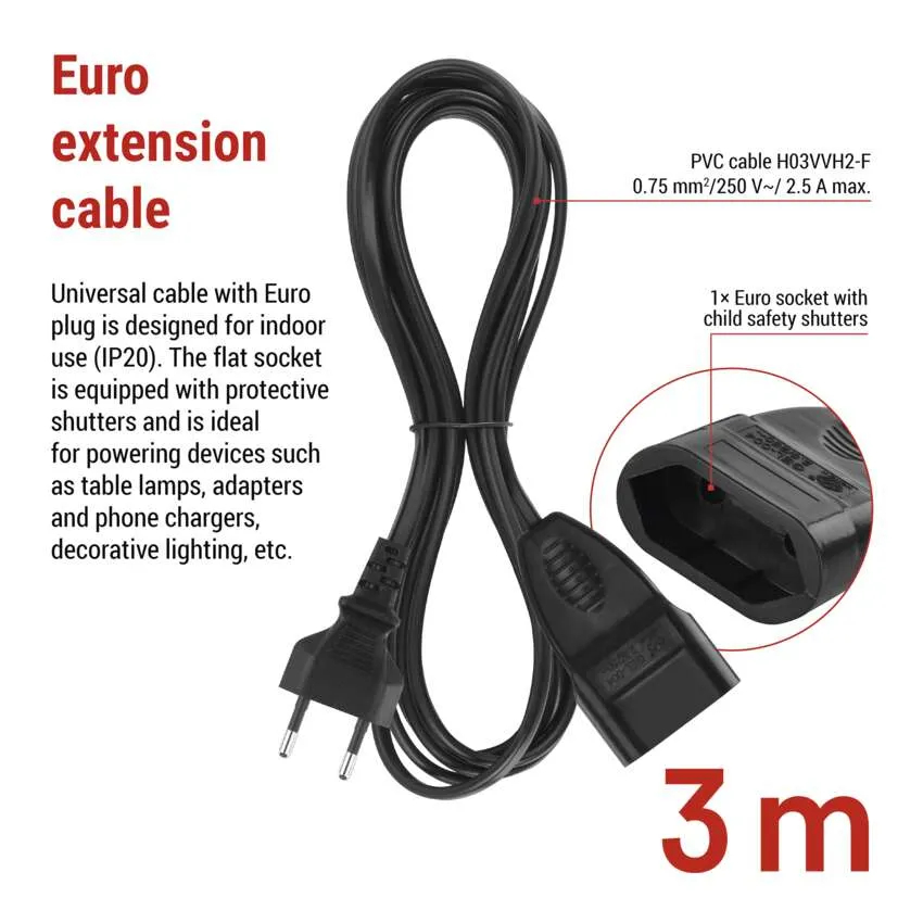 Внешний вид Удлинитель EMOS 1 розеткa 3 м (PC01303)