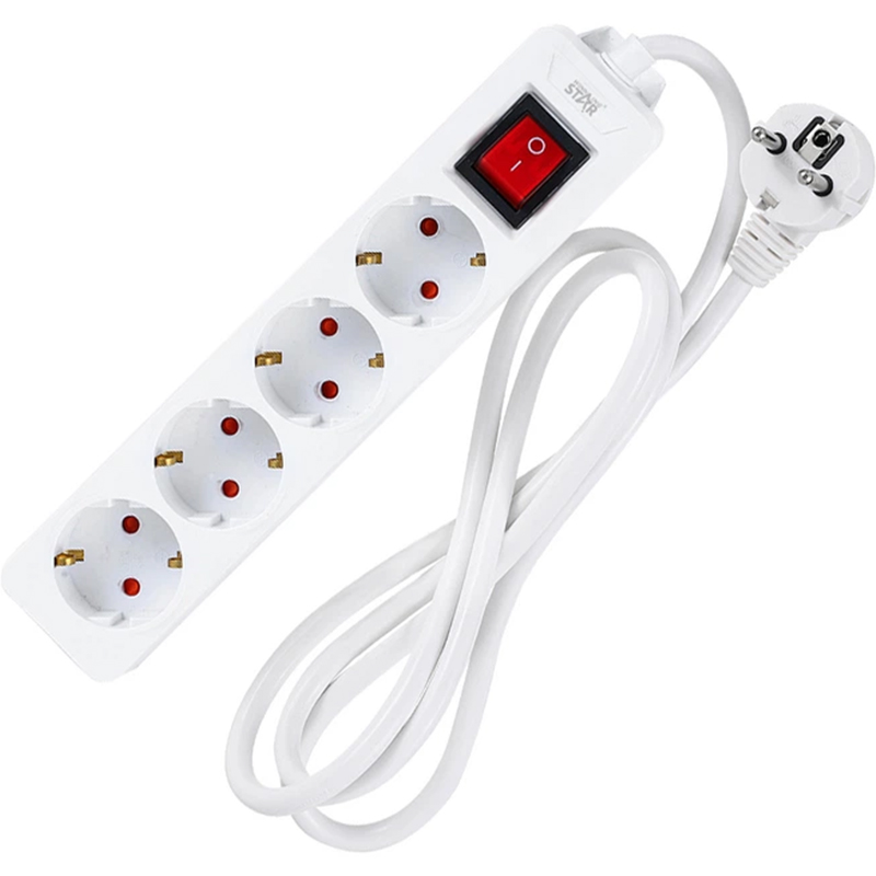 Подовжувач WINNINGSTAR 4 розетки 5м 10A 2500W White (WNNGS-ST-4048-5M-WH)