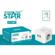 Мережевий фільтр WINNINGSTAR 2 розетки 3 USB-A 2м 10A 2500W White (WNNGS-ST-1002-2M-WH)