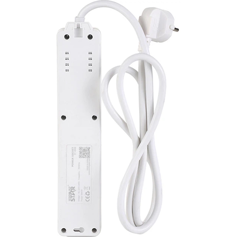 Подовжувач WINNINGSTAR 4 розетки 3м 10A 2000W White (WNNGS-ST-4048-3M-WH) Тип розеток євророзетка із заземленням (Тип F)