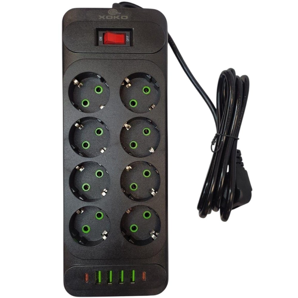 Мережевий фільтр XOKO SP-8-4-2 (F34U) 8 розеток 2 м 10А Black (XK-SP-8-4-2-BK)