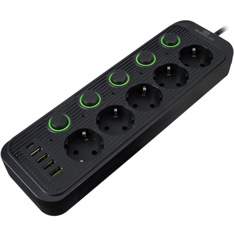 Внешний вид Сетевой фильтр XOKO SP-5-2-1 5 розеток 2 м black (XK-SP-5-2-1-BK)