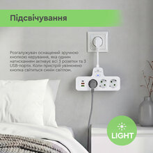 Сетевой фильтр XOKO SPW-3-2-1 3 розетки 10 см white (XK-SPW-3-2-1-WH)