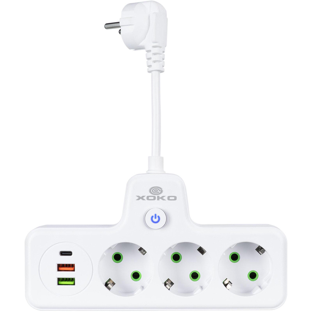 Сетевой фильтр XOKO SPW-3-2-1 3 розетки 10 см white (XK-SPW-3-2-1-WH)