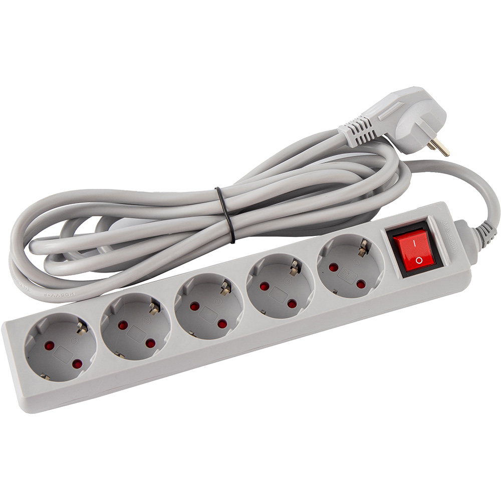 Подовжувач LOGAN 5 розеток 5м 16А 3x1.5мм2 Grey (SFG5-5) Подовжувач LOGAN 5 розеток 5м 16А 3x1.5мм2 Grey (SFG5-5)