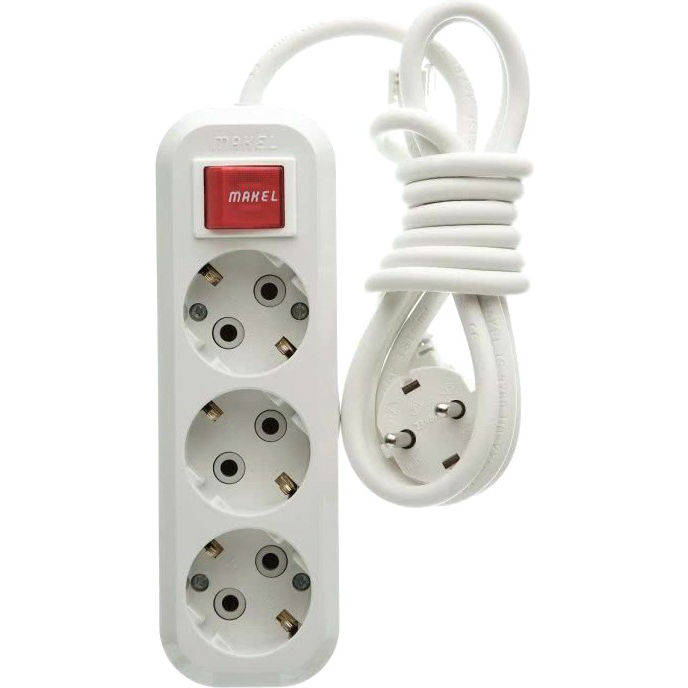 

Удлинитель MAKEL 3 м (MGP213), с заземлением с кнопкой 3 м 3 розетки (MGP213)