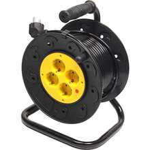 Подовжувач POWERPLANT JY-2002/20 4 розетки 20м 10А 3x1.5мм2 Black/Yellow (PPRA10M200S4)