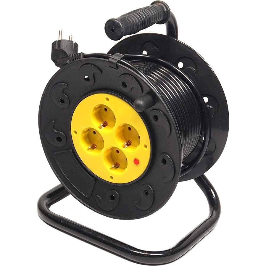 Подовжувач POWERPLANT JY-2002/20 4 розетки 20м 10А 3x1.5мм2 Black/Yellow (PPRA10M20S4L) Тип подовжувач