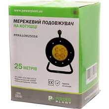 Удлинитель POWERPLANT JY-2002/25 4 розетки 25м 10А 3x1.5мм2 Black/Yellow (PPRA10M250S4)