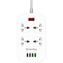 Мережевий фільтр COLORWAY 4 розетки + 4xUSB 1.8м 10A White (CW-CHU44QW)