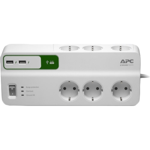 Мережевий фільтр APC Essential SurgeArrest 6 розеток + 2 USB 2м 10A (PM6U-RS)