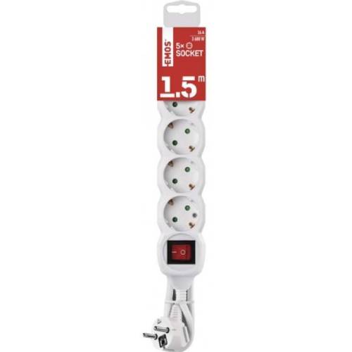 Удлинитель EMOS 5 розеток 1,5м 16А 3x1.5мм2 White (P1521R) Тип удлинитель