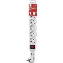 Удлинитель EMOS 6 розеток 1,5м 16А 3х1,5мм2 White (P1621R)