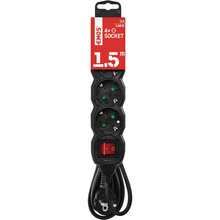 Подовжувач EMOS 4 розетки 1.5м 16А 3х1, 5мм2 Black (PC1421R)