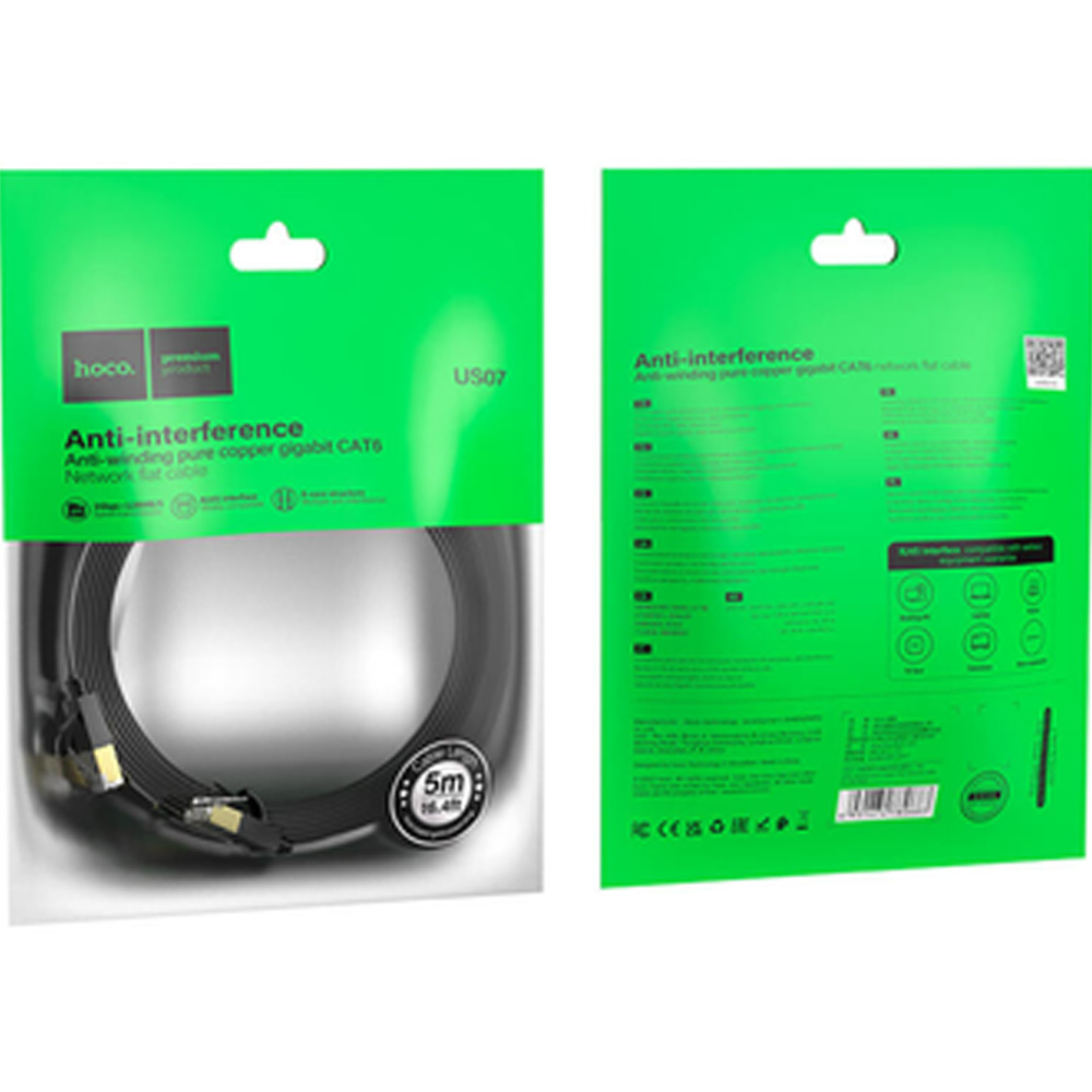 Внешний вид Патч-корд HOCO US07 RJ45 5 м Black (6931474780706)