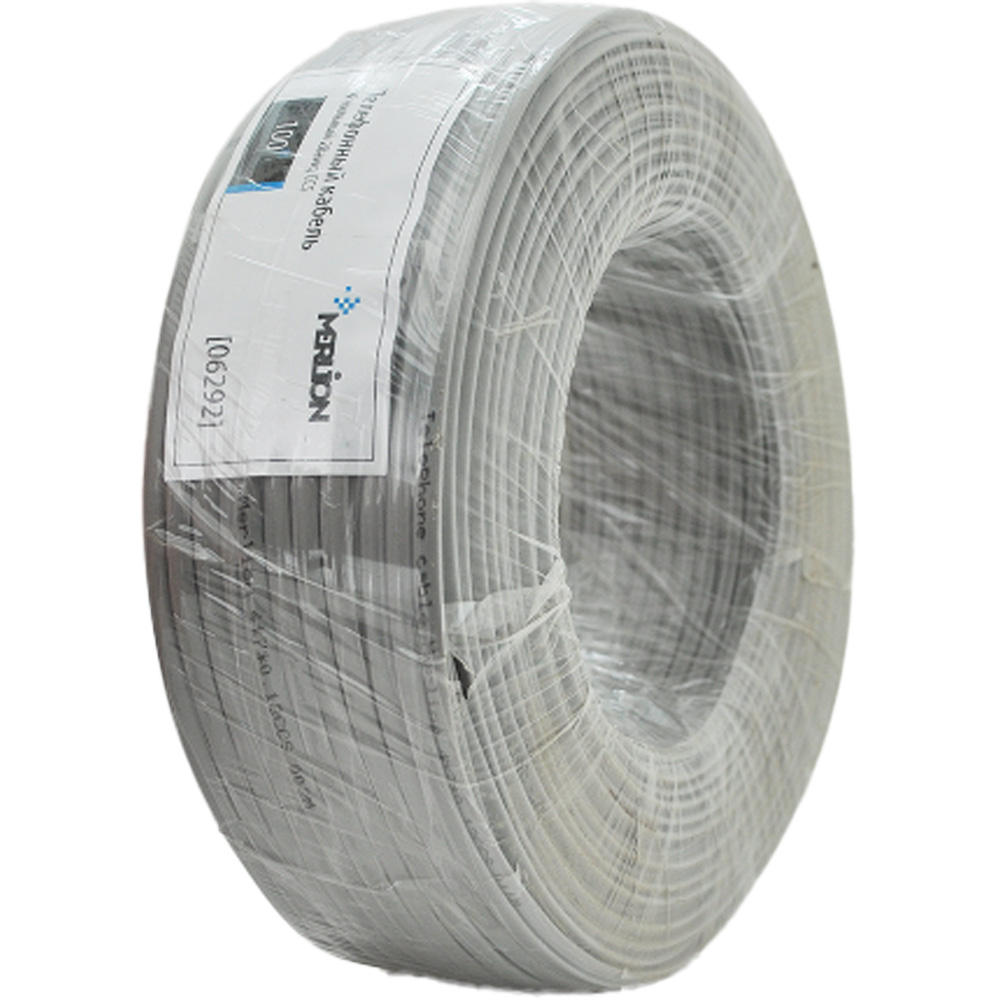 Кабель MERLION CCS телефонний 4-жильний 100 м Grey (ML-TC-4p28awg-G)