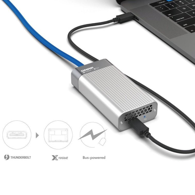 Зовнішній вигляд Мережевий адаптер QNAP Thunderbolt 3 10GbE RJ45 (QNA-T310G1T)