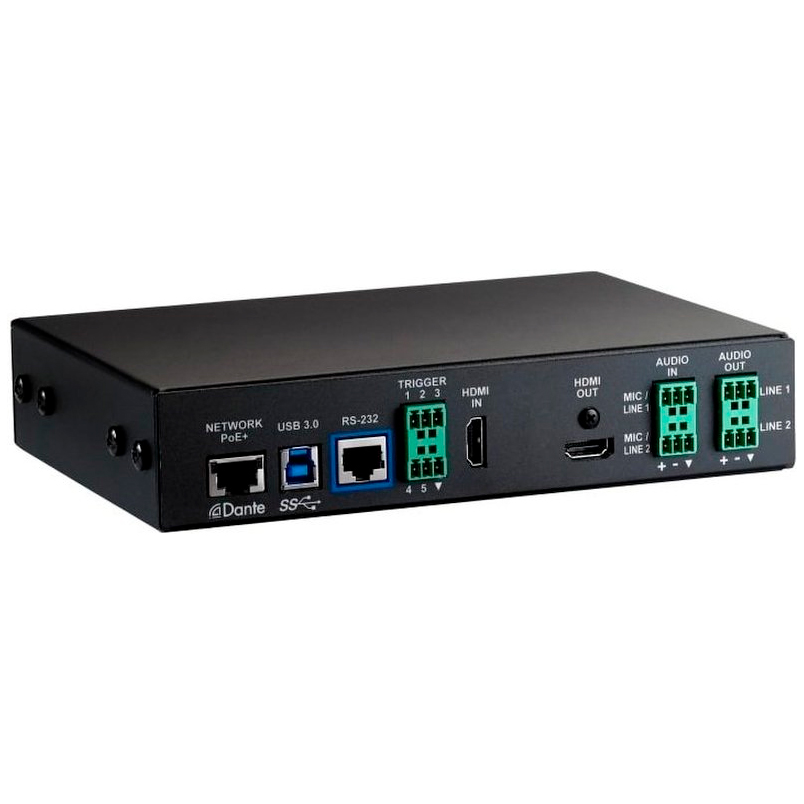 Микшер VADDIO EasyIP Mixer (999-60320-000) Внешние разъемы порты: PoE+ с поддержкой Dante; USB 3.2 Gen 1; RS232 (RJ45); триггерные порты phoenix - 5 шт; HDMI вход и выход; phoenix 3pin для микрофона - 2 шт; аудио выход phoenix 3pin - 2 шт