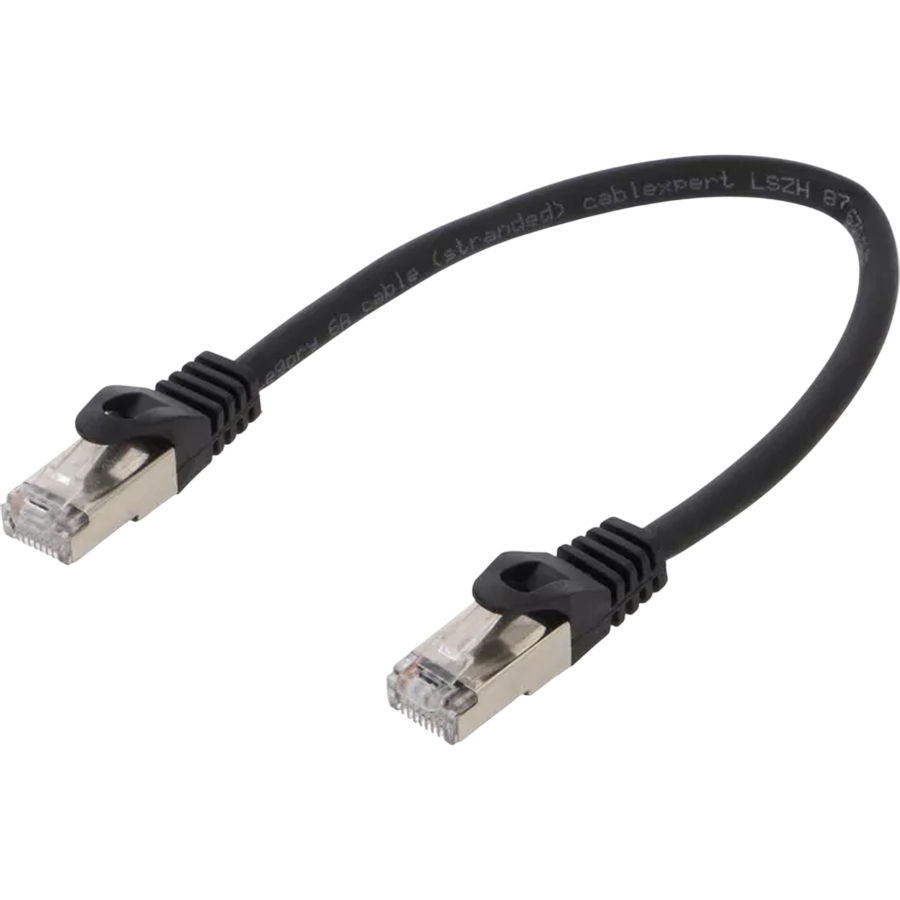 Патч-корд CABLEXPERT Cat 6A 25 см Black (PP6A-LSZHCU-BK-0.25M)