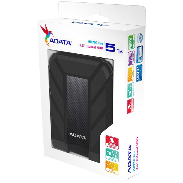 Зовнішній жорсткий диск ADATA HD710 Pro Durable 5 TB Black (AHD710P-5TU31-CBK) Інтерфейс USB 3.1 (3.2)