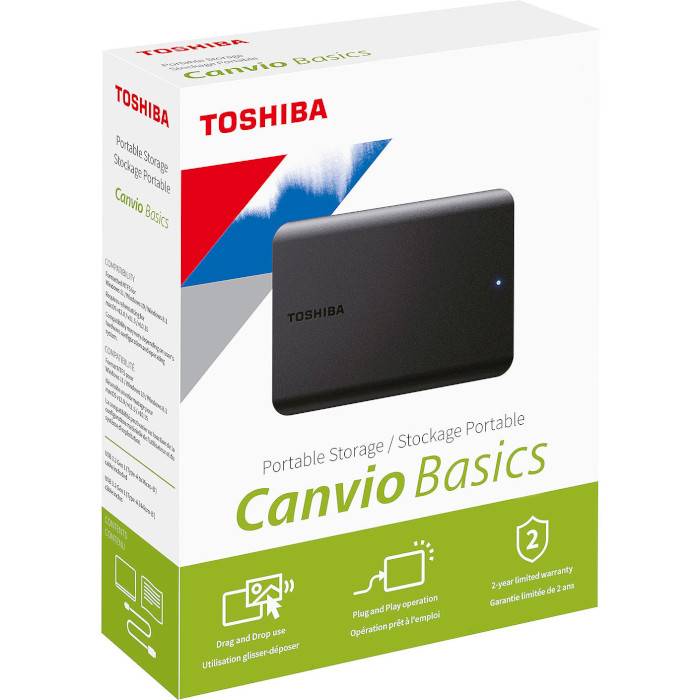 Зовнішній вигляд Зовнішній жорсткий диск Toshiba Canvio Basics 2022 4 TB (HDTB540EK3CA)