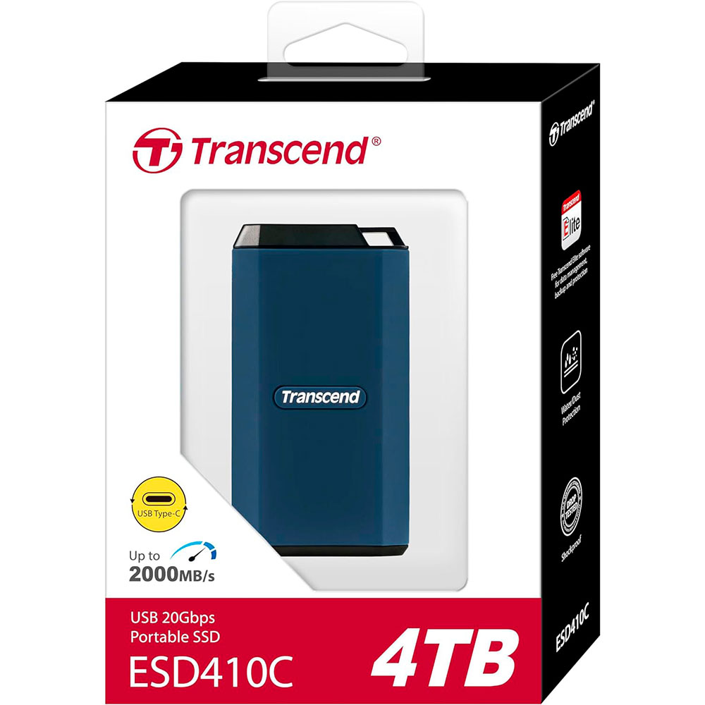 Зовнішній SSD накопичувач TRANSCEND ESD410C 4TB USB3.2 Gen2x2 Dark Blue (TS4TESD410C) Тип флеш-пам'яті 3D NAND