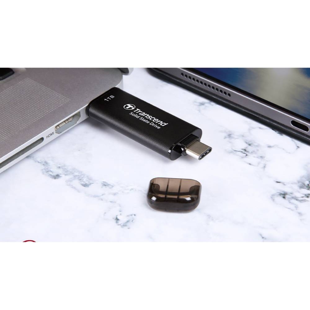 Внешний SSD накопитель Transcend External ESD310C 1TB USB Type-A/USB Type-C 3D NAND Gray (TS1TESD310C) Интерфейс USB Type-C