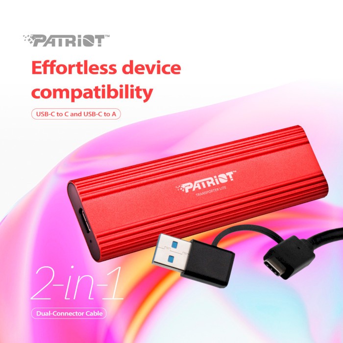 Зовнішній накопичувач SSD PATRIOT Transporter Lite 2TB Type-C Red (PTPL2TBPEC) Інтерфейс USB 3.1 (3.2)