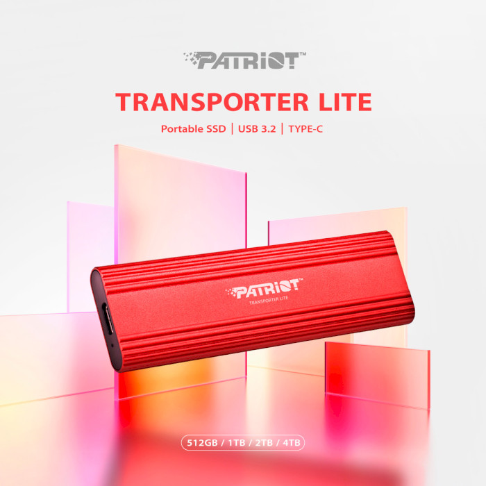 Заказать Внешний SSD накопитель PATRIOT Transporter Lite 4TB Type-C Red (PTPL4TBPEC)