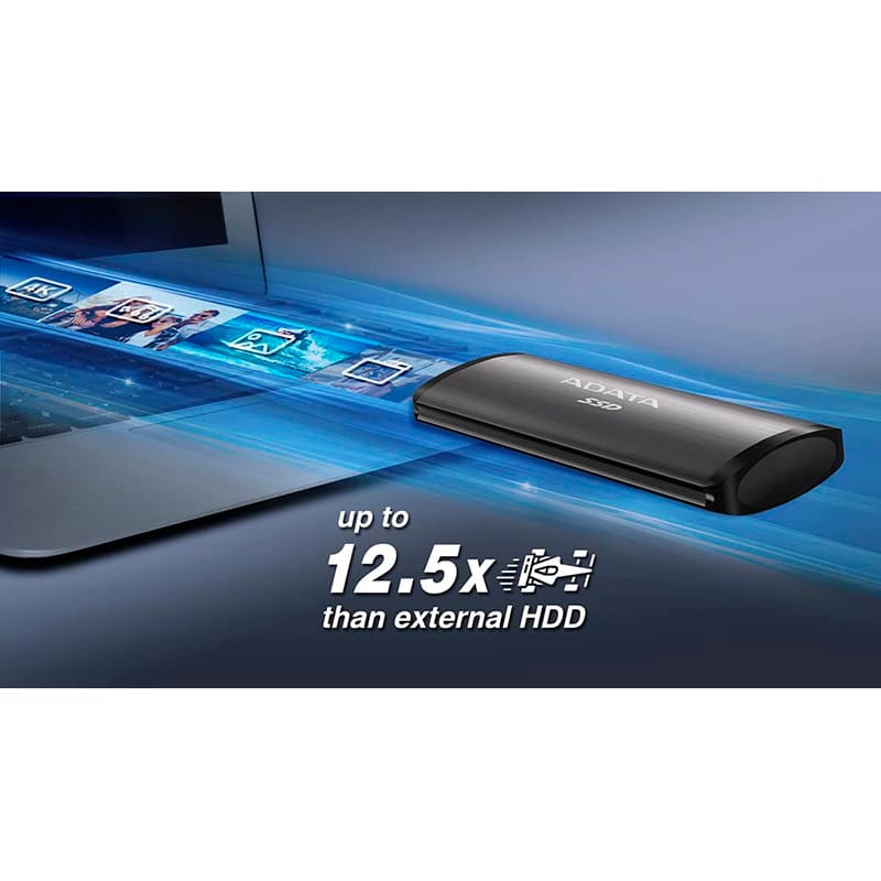 Зовнішній вигляд Зовнішній SSD накопичувач ADATA SE760 512GB USB 3.2 Type-C 3D NAND TLC Black (ASE760-512GU32G2-CBK)