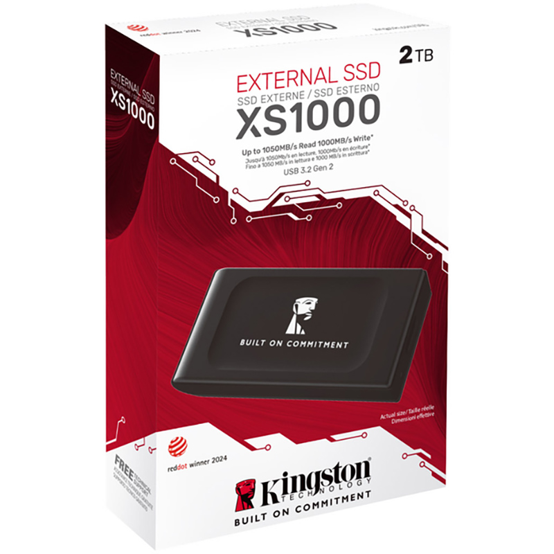Зовнішній накопичувач SSD KINGSTON 2TB USB 3.2 Gen 2 Type-C XS1000 (SXS1000/2000GA) Ємність 2 Тб