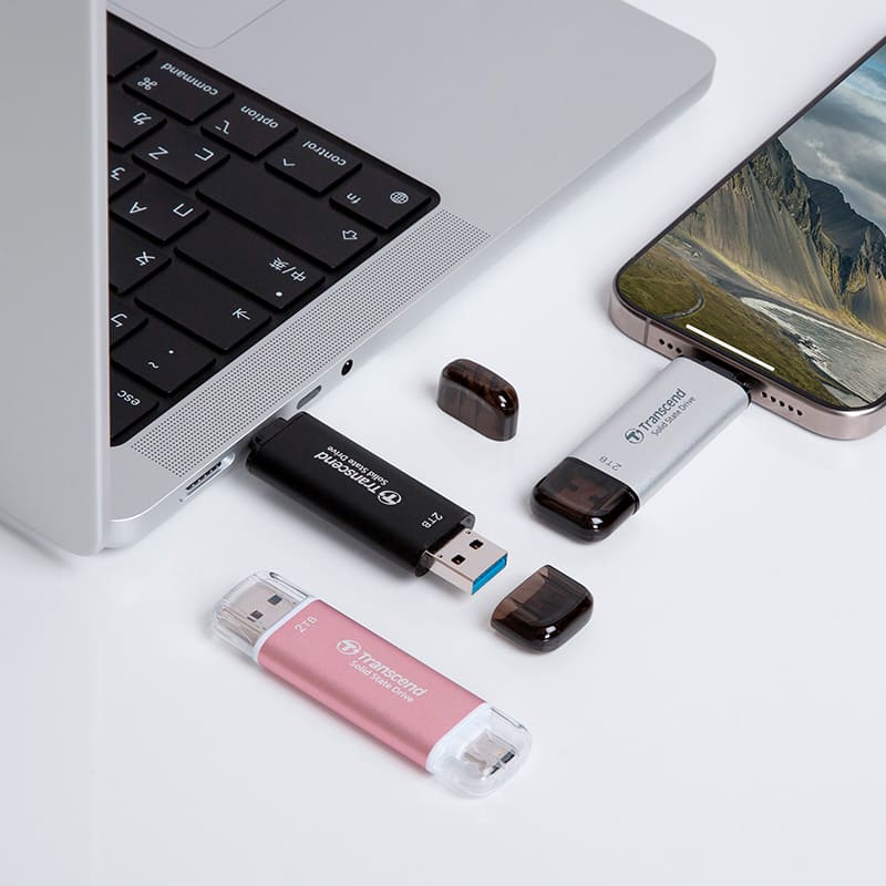 Зовнішній вигляд Зовнішній SSD накопичувач TRANSCEND ESD310P 1TB USB Type-A/USB Type-C 3D NAND Pink (TS1TESD310P)